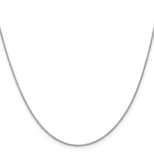 14K White Gold 0.9 mm Polished Chain Necklace, Solid