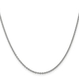 14K White Gold 1.8 mm Polished Chain Necklace, Solid