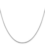 14K White Gold 1.95 mm Polished Chain Necklace, Solid