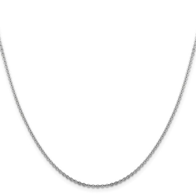 14K White Gold 1.95 mm Polished Chain Necklace, Solid