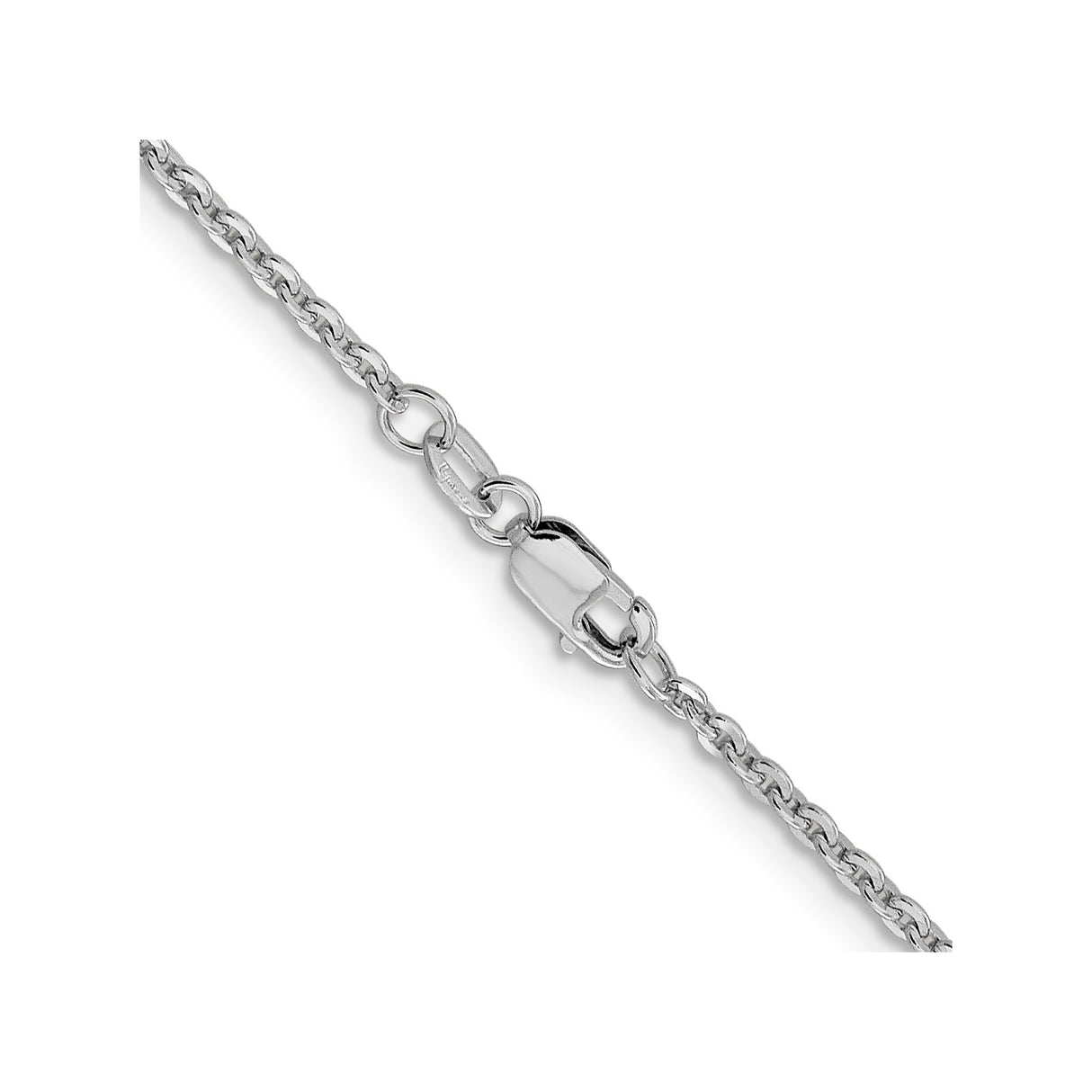14K White Gold 1.95 mm Polished Chain Necklace, Solid alternate angle