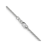 14K White Gold 1.95 mm Polished Chain Necklace, Solid alternate angle