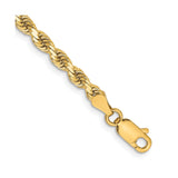 14K Yellow Gold 3.25 mm Rope Chain Bracelet, Polished shown for scale