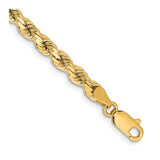 14K Yellow Gold 4.25 mm Rope Chain Bracelet, Polished shown for scale