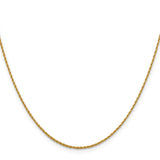 14K Yellow Gold 1.3 mm Rope Chain Necklace, Polished