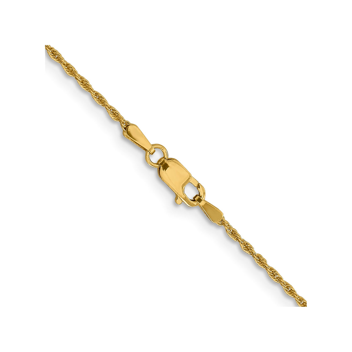 14K Yellow Gold 1.3 mm Rope Chain Necklace, Polished alternate angle