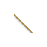 14K Yellow Gold 1.3 mm Rope Chain Necklace, Polished detail view