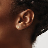 14k Yellow Gold Stud Earrings with Round Cut Cubic Zirconia in Solitaire Four Prong Setting
