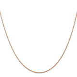 14K Rose Gold 0.7 mm Polished Chain Necklace, Solid