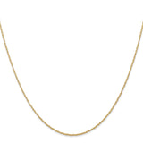 14K Yellow Gold 0.7 mm Polished Chain Necklace, Solid