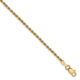 10K Yellow Gold 1.75 mm Rope Chain Anklet, Polished
