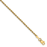 10K Yellow Gold 1.75 mm Rope Chain Bracelet, Polished