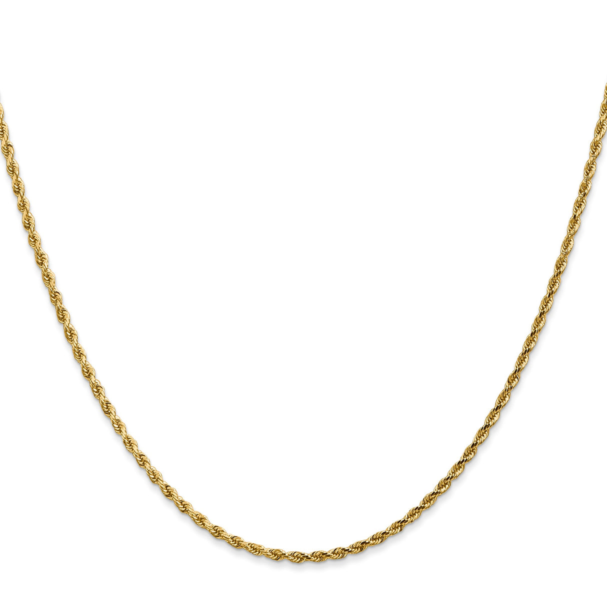 10K Yellow Gold 2 mm Rope Chain Necklace, Polished