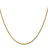 10K Yellow Gold 2 mm Rope Chain Necklace, Polished
