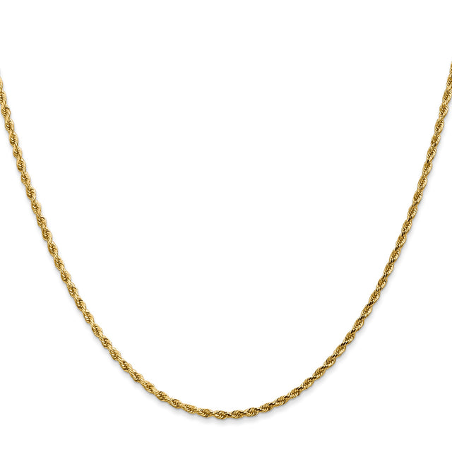10K Yellow Gold 2 mm Rope Chain Necklace, Polished