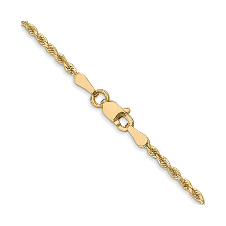 10K Yellow Gold 2 mm Rope Chain Necklace, Polished alternate angle