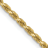 10K Yellow Gold 2 mm Rope Chain Necklace, Polished detail view