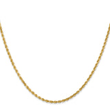 10K Yellow Gold 2.25 mm Rope Chain Necklace, Polished
