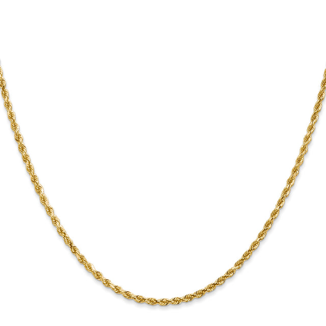 10K Yellow Gold 2.25 mm Rope Chain Necklace, Polished