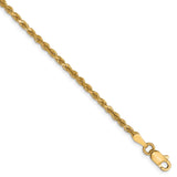 10K Yellow Gold 2.25 mm Rope Chain Bracelet, Polished