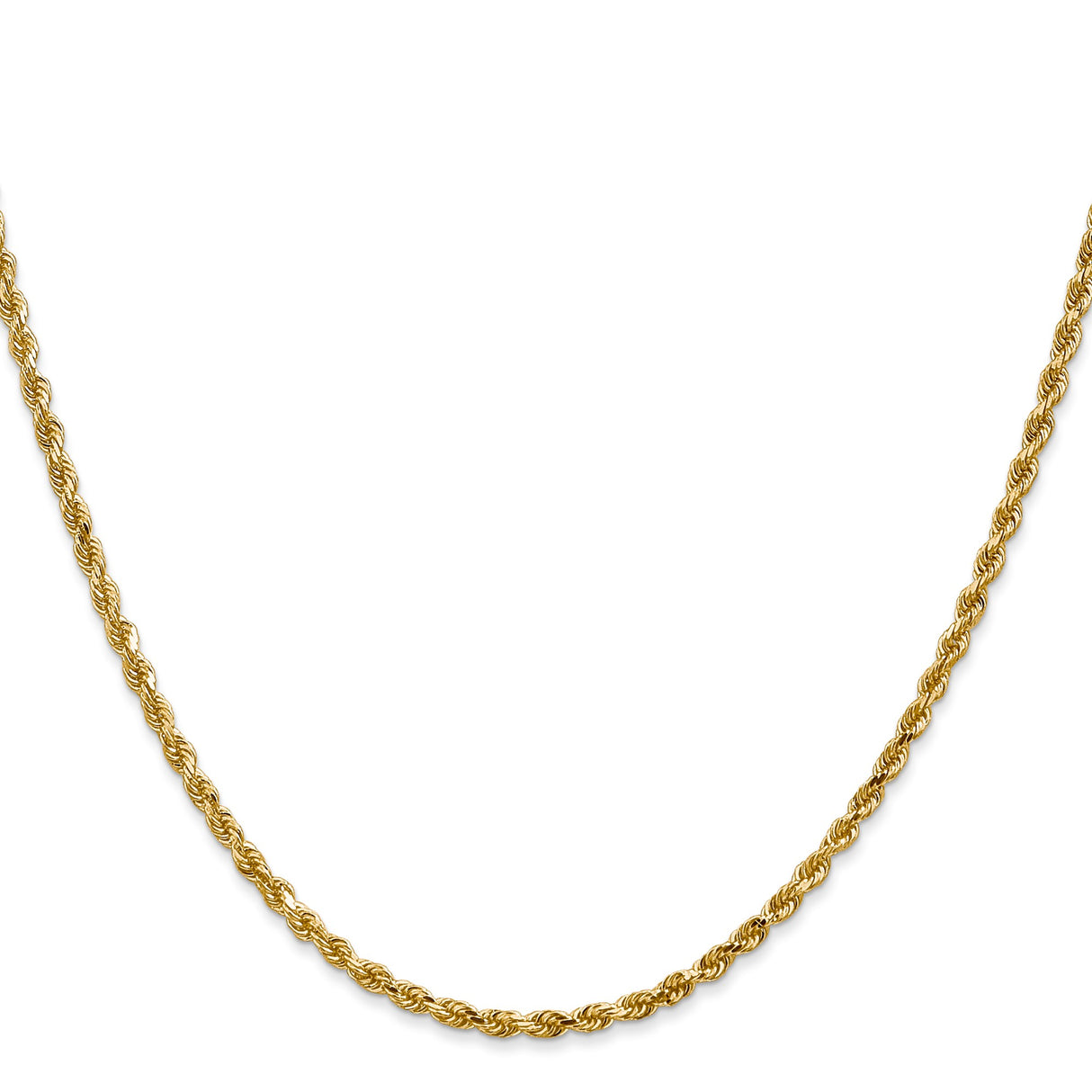 10K Yellow Gold 2.5 mm Rope Chain Necklace, Polished