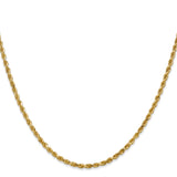 10K Yellow Gold 2.5 mm Rope Chain Necklace, Polished