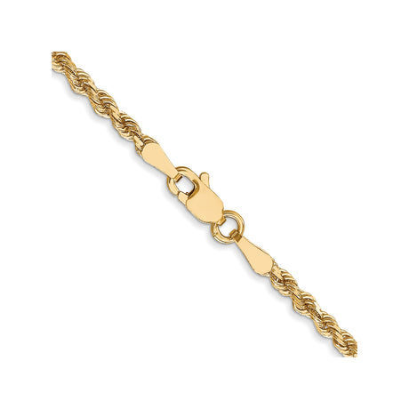 10K Yellow Gold 2.5 mm Rope Chain Necklace, Polished alternate angle