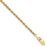 10K Yellow Gold 2.5 mm Rope Chain Anklet, Polished