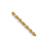 10K Yellow Gold 2.5 mm Rope Chain Necklace, Polished detail view