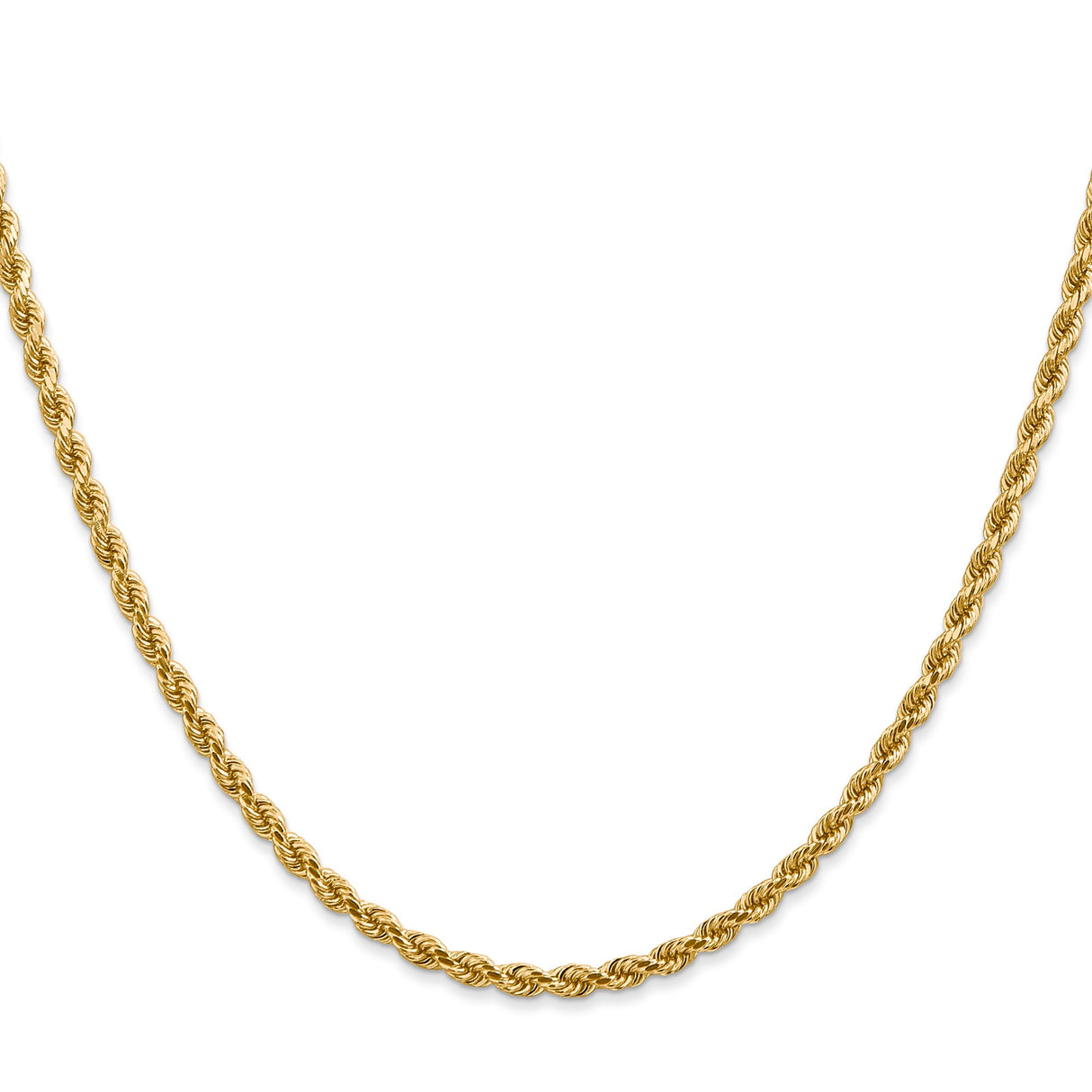 10K Yellow Gold 2.75 mm Rope Chain Necklace, Polished