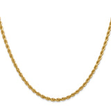 10K Yellow Gold 2.75 mm Rope Chain Necklace, Polished
