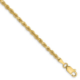 10K Yellow Gold 2.75 mm Rope Chain Anklet, Polished