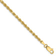 10K Yellow Gold 2.75 mm Rope Chain Bracelet, Polished
