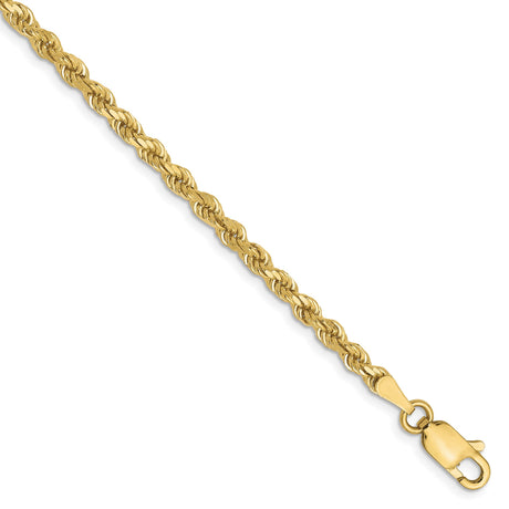 10K Yellow Gold 2.75 mm Rope Chain Bracelet, Polished