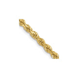 10K Yellow Gold 2.75 mm Rope Chain Necklace, Polished detail view