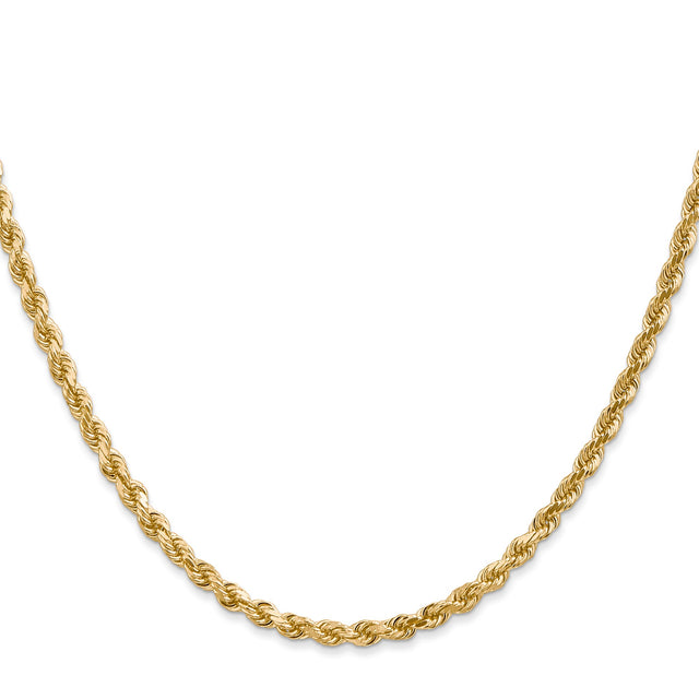 10K Yellow Gold 3 mm Rope Chain Necklace, Polished