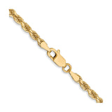 10K Yellow Gold 3 mm Rope Chain Necklace, Polished alternate angle