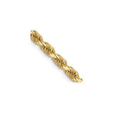 10K Yellow Gold 3 mm Rope Chain Necklace, Polished detail view