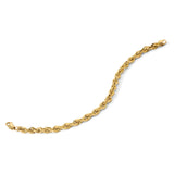 10K Yellow Gold 5.5 mm Rope Chain Bracelet, Polished