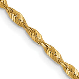 10K Yellow Gold 1.8 mm Rope Chain Necklace, Polished detail view