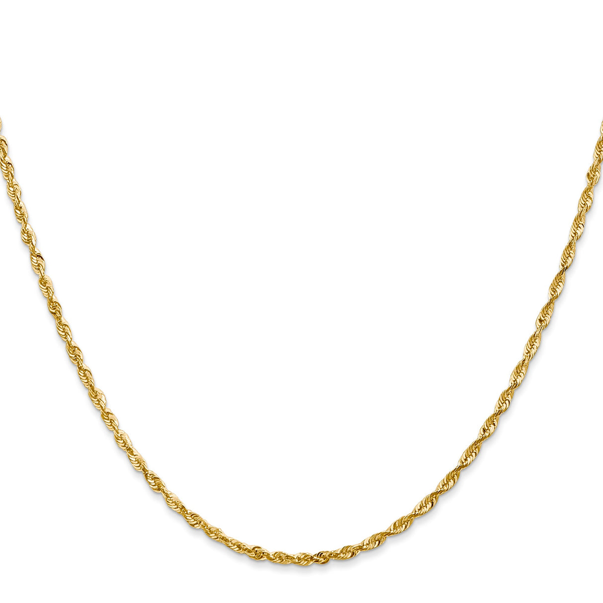 10K Yellow Gold 2 mm Rope Chain Necklace, Polished
