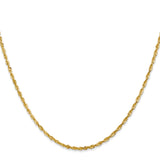 10K Yellow Gold 2 mm Rope Chain Necklace, Polished