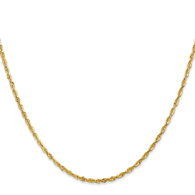 10K Yellow Gold 2 mm Rope Chain Necklace, Polished