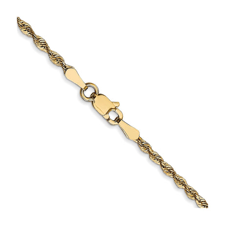 10K Yellow Gold 2 mm Rope Chain Necklace, Polished alternate angle