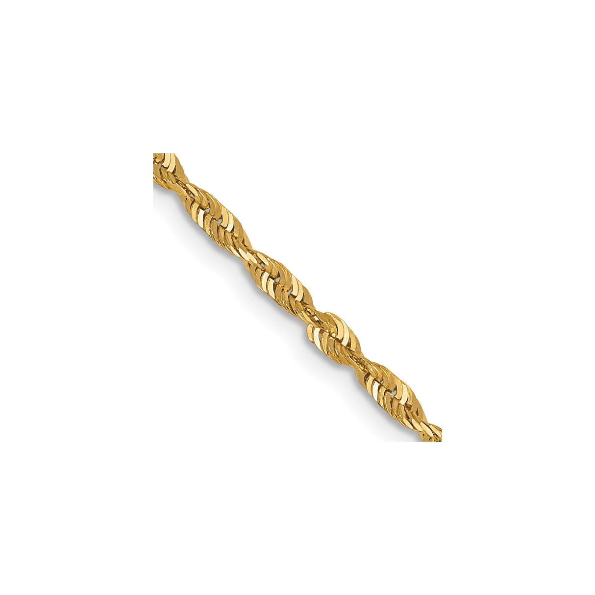 10K Yellow Gold 2 mm Rope Chain Necklace, Polished detail view
