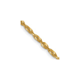 10K Yellow Gold 2 mm Rope Chain Necklace, Polished detail view