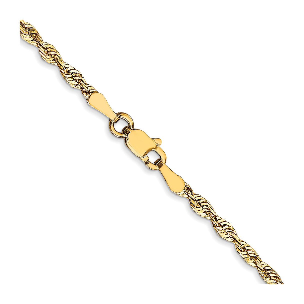 10K Yellow Gold 2.5 mm Rope Chain Necklace, Polished alternate angle