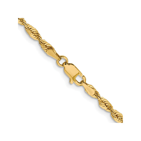 10K Yellow Gold 3 mm Rope Chain Necklace, Polished alternate angle