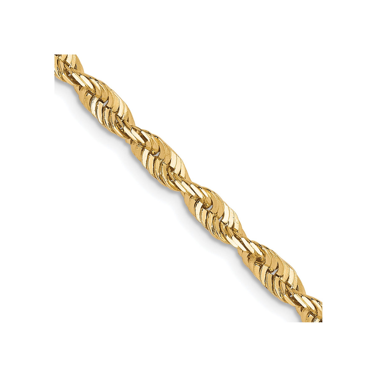 10K Yellow Gold 3 mm Rope Chain Necklace, Polished detail view