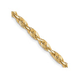 10K Yellow Gold 3 mm Rope Chain Necklace, Polished detail view